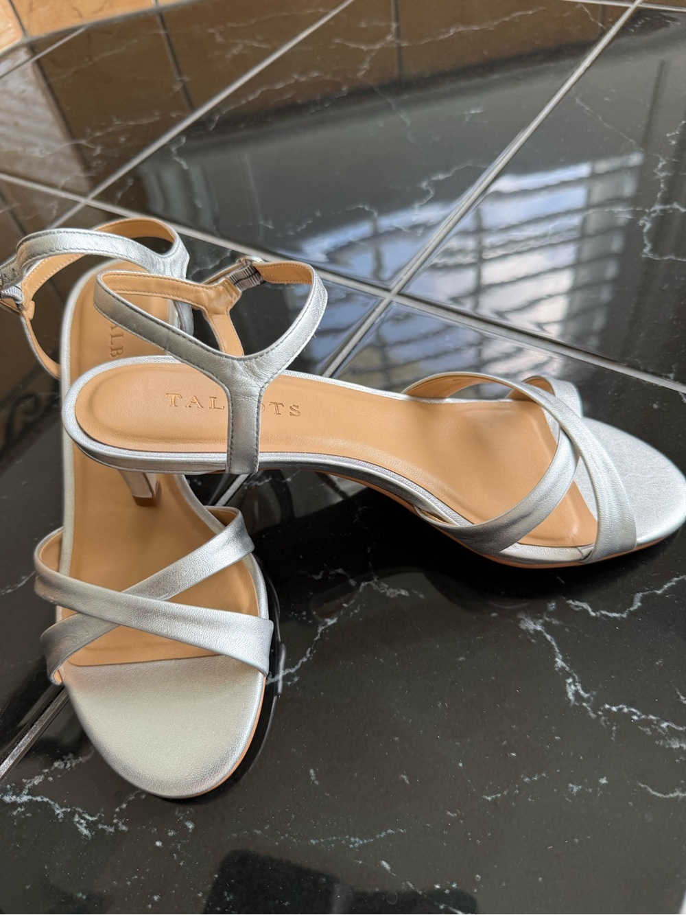 Strappy  Silver Leather Sandals- NWOT